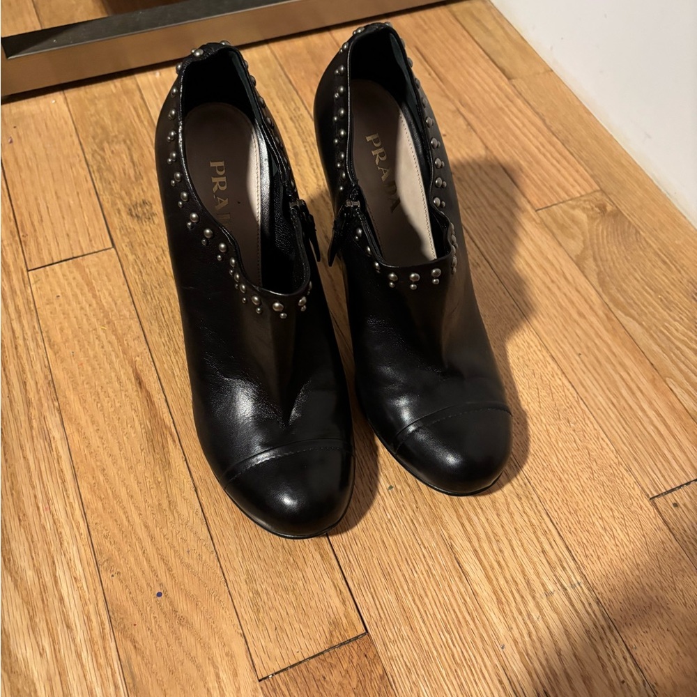 Prada Black Studded Women's Heels - Picture 2 of 12